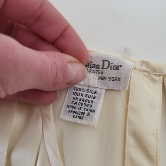 80s Christian Dior 100Silk Pleated Blouse Puff Lantern Sleeve Soft Silky - Picture 5 of 16